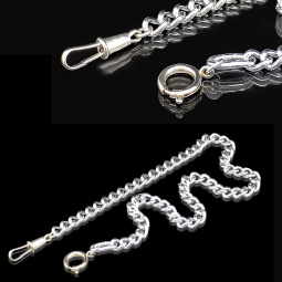 14" Nickel Plated Pocket Watch Chain – Classic Antique Style